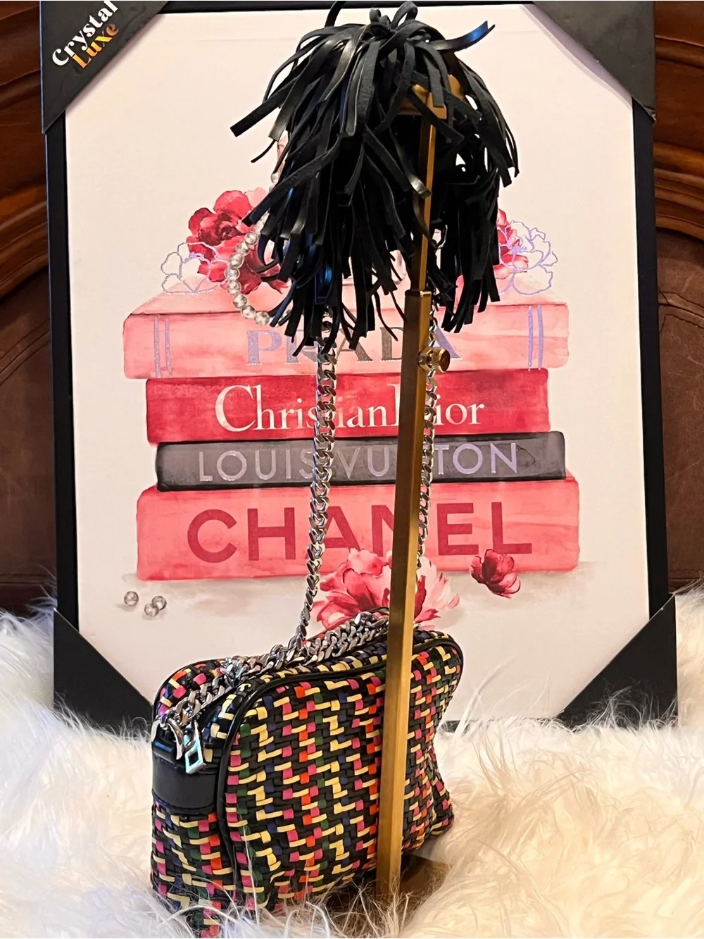 Zara Multicolor Woven with Black Tassel strap  crossbody bag